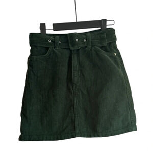 Topshop Green Corduroy Mini Skirt